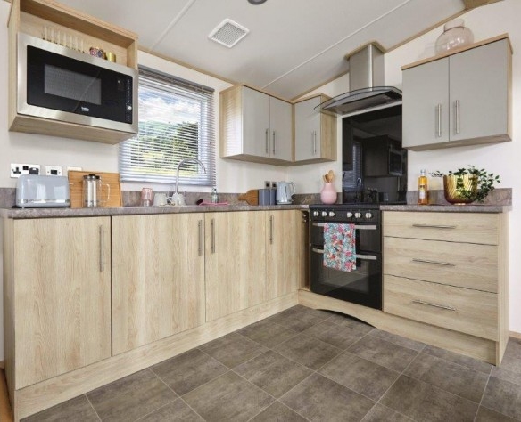 luxury holiday parks uk with a state of the art kitchen, including stove and ovens