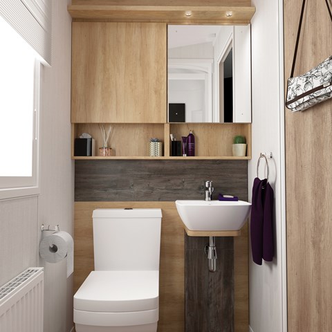 holiday parks north wales compact bathroom with bowl sink, mirror, and space for accessories