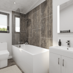 The beautiful main bathroom of the Norwood 24 from Beverley Park Homes