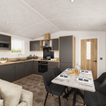 Norwood single lodge kitchen and dining area